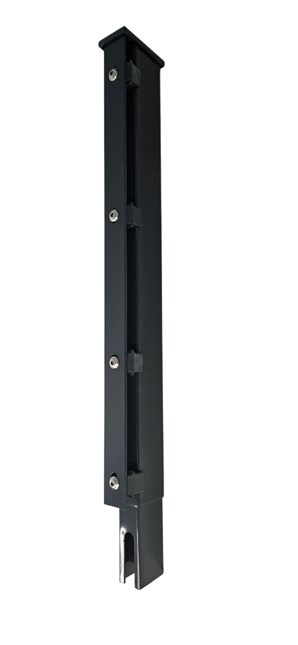 Plaque de base poteau d&#39;angle, pour poteau carré 60/40 mm, à emboîter