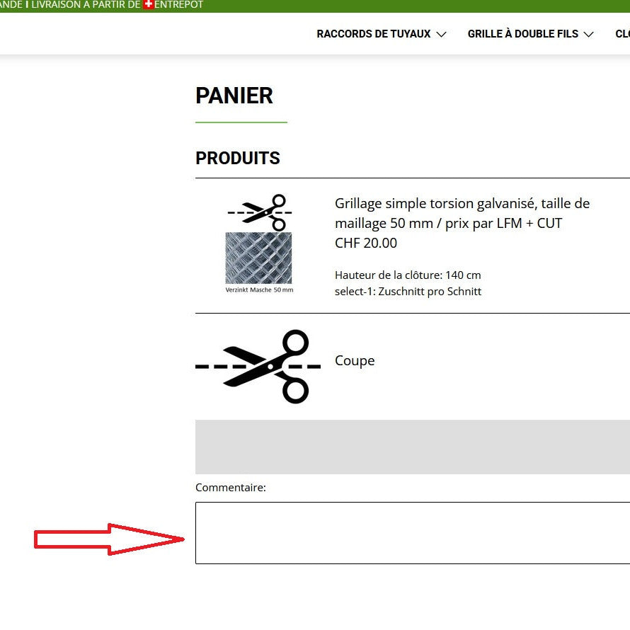 Grillage simple torsion galvanisé, taille de maillage 50 mm / prix par LFM + CUT CHF 20.00