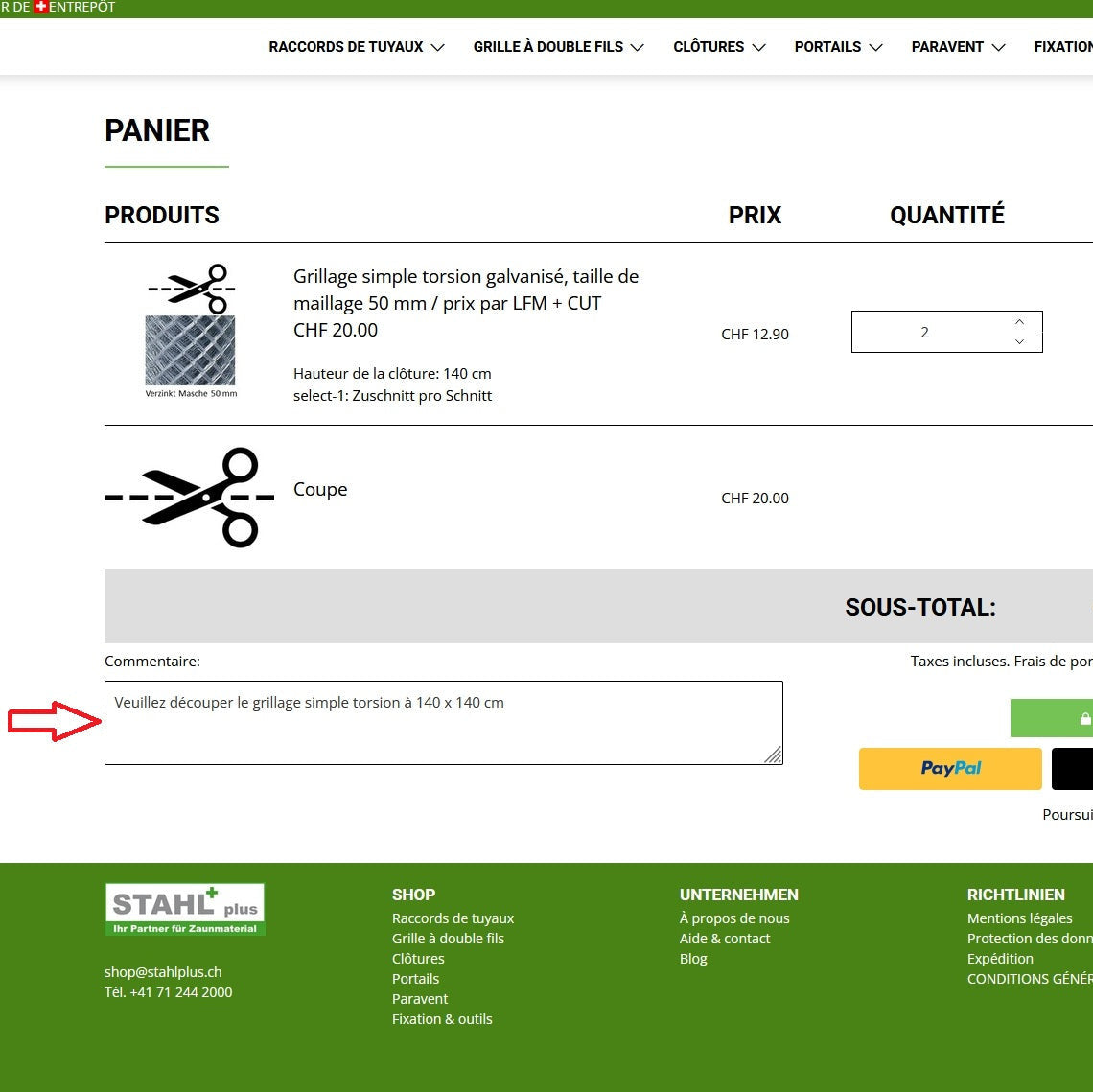 Grillage simple torsion galvanisé, taille de maillage 50 mm / prix par LFM + CUT CHF 20.00