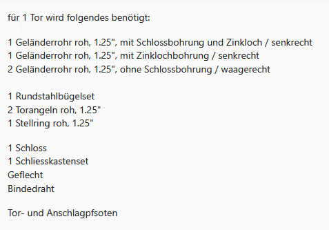 Rohre für Rohrrahmentor, roh/blank, zum selber schweissen