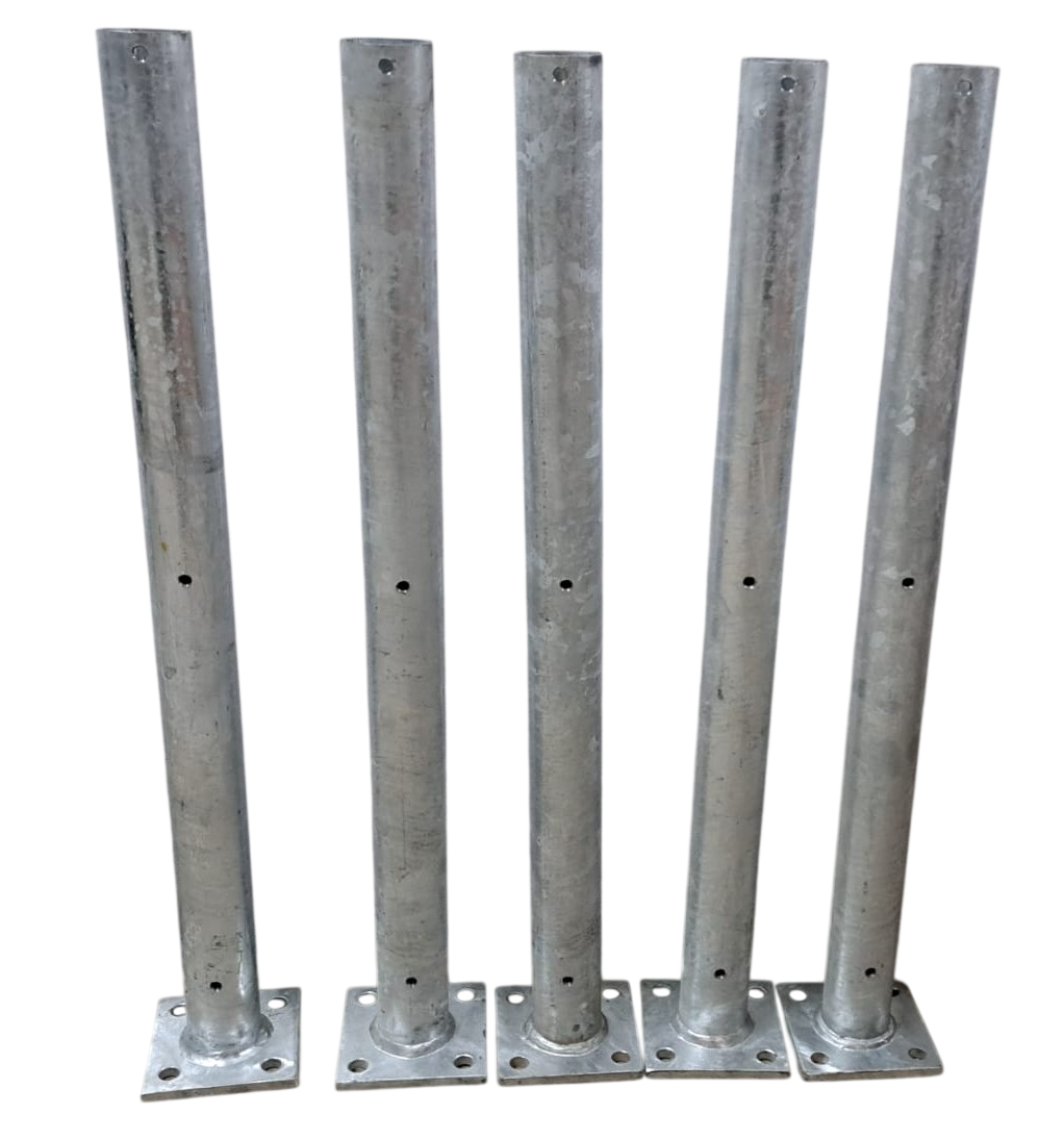 Rohrpfosten mit Fussplatte 5 Stk., Höhe 65 cm, für Diagonalgeflecht Höhe 60 cm