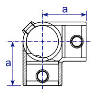 Art.116 Eckverbinder 90° - 1 Durch, 2 Ab - Rohrverbinder