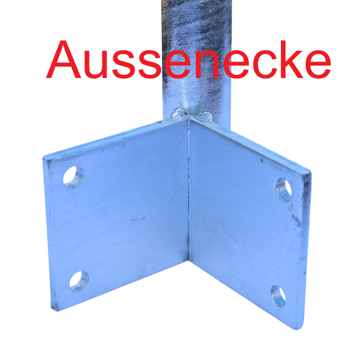 Rohrpfosten Zaunpfosten mit Fussplatte seitlich angeschweisst